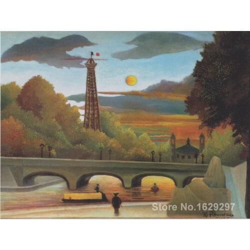 Seine and Eiffel tower in the sunset Henri Rousseau reproduction art High quality Handpainted
