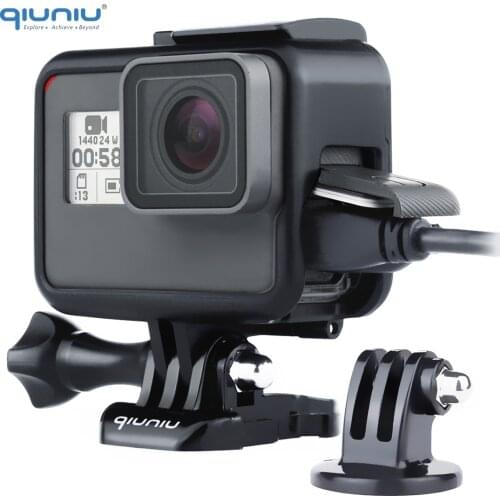 QIUNIU Standard Frame Protective Housing Case + 1/4'' Tripod Adapter Mount for GoPro Hero 7 6 5 Black for GoPro 7 Silver/White