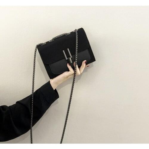Handbag Fashion Metal Buckle Black White Canvas Women Shoulder Bag Quality Chain Messenger Bag Classic Lady Small Square Bag