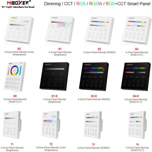 Miboxer Smart Touch Panel Remote dimming/CT/RGB/RGBW/RGB+CCT LED Strip Controller 3V 220V 110V 4-Zone 8-Zone Lamp dimmer Switch