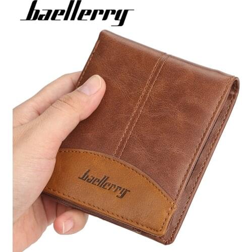 Vintage Mens Wallet With Zipper Coin Pocket Solid PU Leather Bifold Short Credit Card Holder Money Bag Business Purse For Male