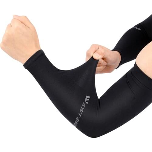 WEST BIKING Ice Fabric Camping Arm Warmers Basketball Sleeve Running Arm Sleeve Cycling Sleeves Summer Sports Safety Gear