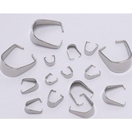 50-100pcs Stainless Steel Pendant Pinch Bail Clasps Necklace Hooks Clips Connector For DIY Jewelry Making Findings Accessories