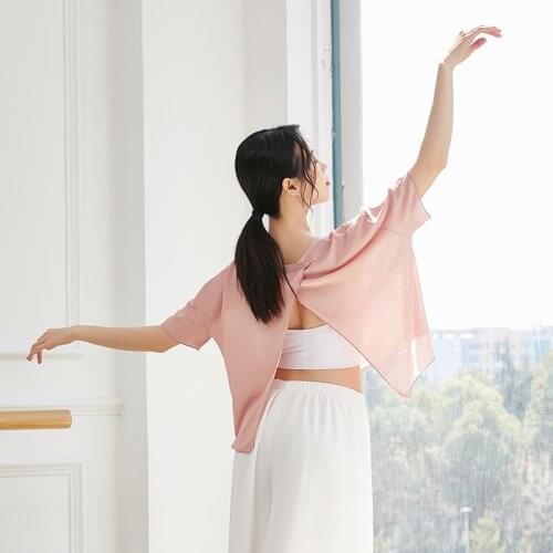 Adult Sexy Belly Dance Yoga Back Split Blouse Top Loose T Shirt Short Sleeve Costume for Women Dancing Clothes Dancer Wear