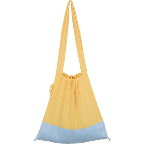 Women Bag Japan Knitting Tote Bag Patchwork Lady String Soft High-Capacity Shoulder Bag Handbag Sweet Women Bag Small Fresh