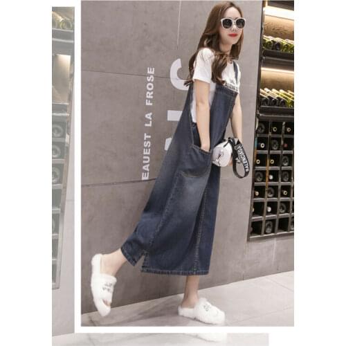Women Casual Dungaree Dress Overalls Jeans Loose Denim Strap Solid Colors Are Versatile Loose Fashionable Street People