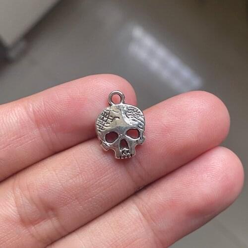 10pcs 15x12mm Skull Charms Tibetan Silver Color Pendant Fit For Bracelet Jewelry Making Accessories Crafts Wholesale