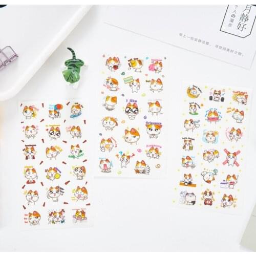 6pcs/lot Blossoming Cat Paper Small Diary Stickers Scrapbooking Cute Flakes Journal Stationery