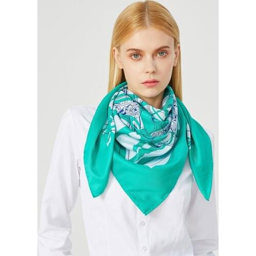 90cm 100% Twill Silk Scarf Luxury Shawl Foulard Hijab Brand Square Scarf Women Bandana Handmade Curled Head Scarves Warps