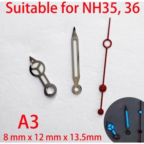 A3 suitable for NH35 watch pointer, watch accessory hand green/blue super luminous watch custom accessory watch parts nh35，nh36