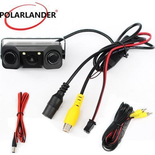 Auto Parking Assistance 2 In 1 CCD LED IR night vision Car Rearview Camera 2 Sensors buzzel Parking Radar System
