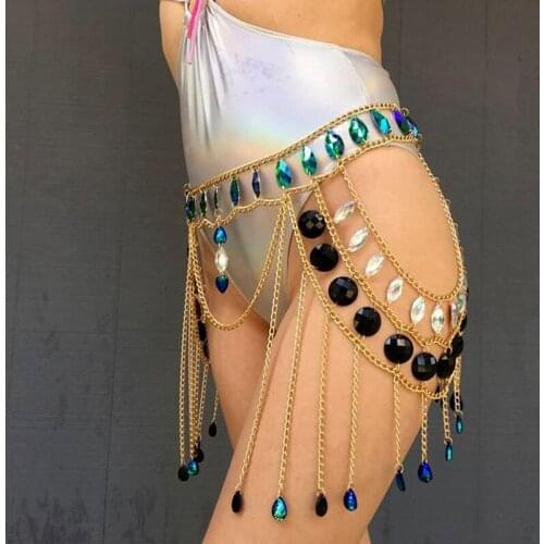 Boho Body Harness Tassel Chain Skrit Elegant And Luxurious Festival Rave Club Stage Costumes Women Gothic Sexy Lingerie Fetish