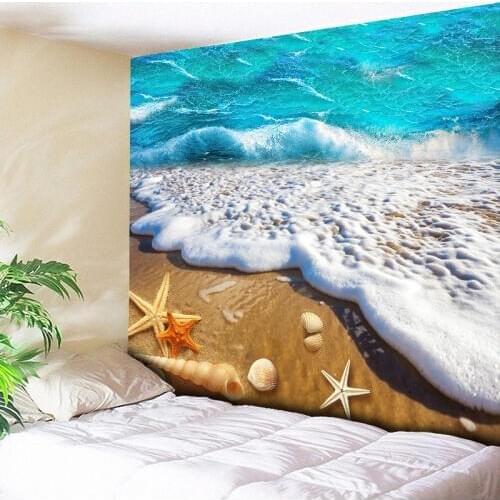 Large Wall Tapestry Psychedelic Wall Hanging Blue Charming Sea Tide Print Polyester Fabric Beach Throw Towel Bedding Home Decor