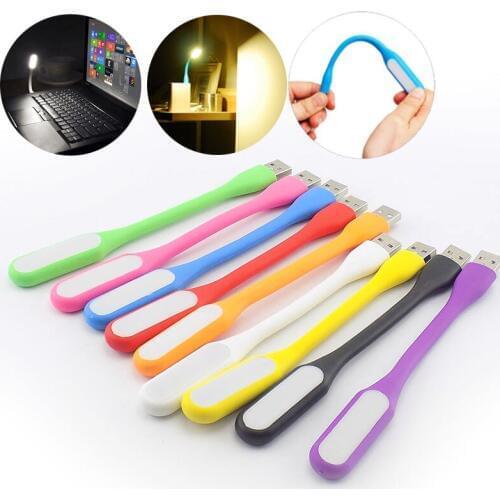 Colorful LED USB Night Light flashlight Flexible book Reading Lighting Lamp torches For PC Tablet Power Bank Notebook powerbank