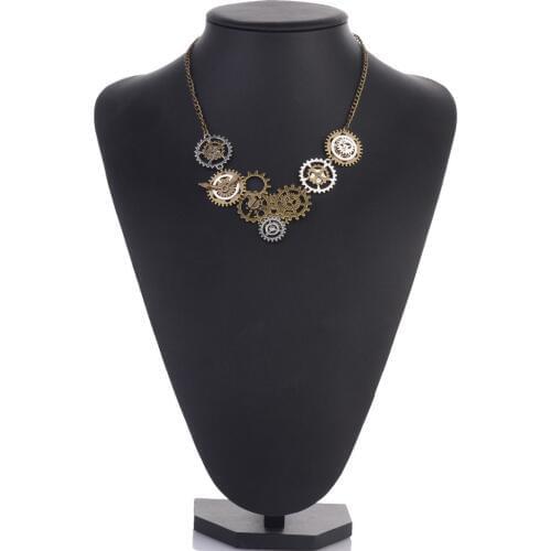 DoreenBeads Fashion Steampunk Necklace Bronze Link Chain Multilayers Bronze Gear Pendant Punk Series Jewelry,1 Piece
