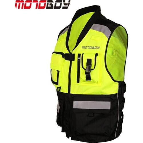 Fluorescent green MOTOBOY Motorcycle reflective vest with CE Chest and back M L XL XXL ,protector