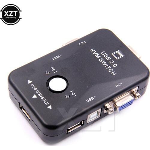 Hot Sale USB KVM Switch Switcher 2 Port VGA SVGA Switch Box USB 2.0 Mouse Keyboard 1920*1440 Video