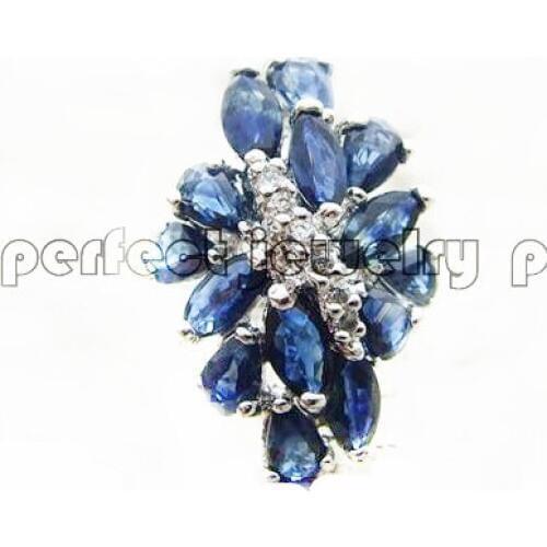 Natural sapphire ring 0.5ct*14pcs gemstone Free shipping Natural real sapphire 925 sterling silver Fine jewelry #C190118007