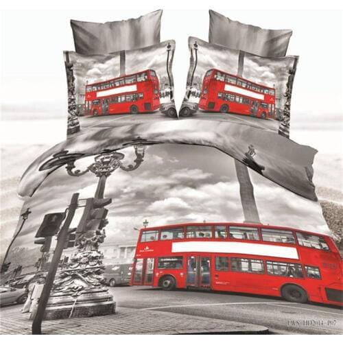 3D City Scenery Bedding Set Soft Comfortable Bed Linen Set Bed Flat Sheet King Size Bedclothes Adults Bedding Duvet Cover Sets