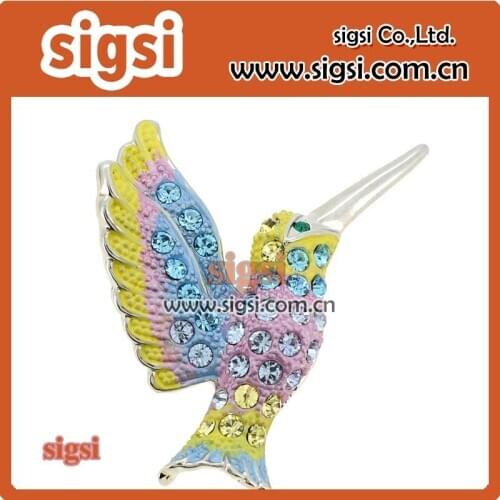 Pretty enamel and rhinestone animal brooch zinc alloy hummingbird brooch jewelry decoration