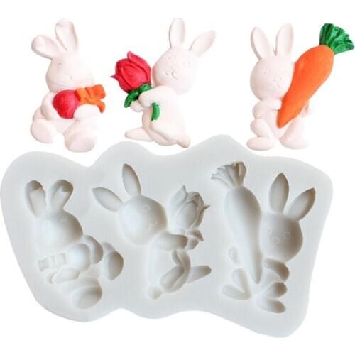 Bunny Carrot Silicone Cake Mold Rabbit Fondant Chocolate Mould Cake Decorating Tools Bakeware
