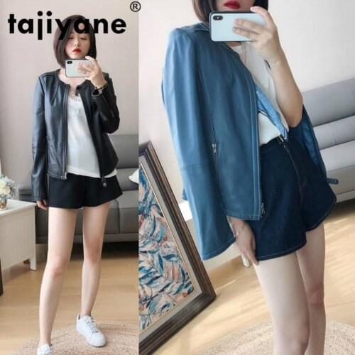 Coats Jackets and Women Real Leather Jacket Spring Sheepskin Coat Female Women Clothes Short Motos Jacket 2021 WPY498