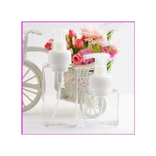 Square Empty Foaming Pump Cosmetic Bottle Plastic Foam Bottles Washing Liquid Soap Pump Foam Container Clear Green 250ml 450ml