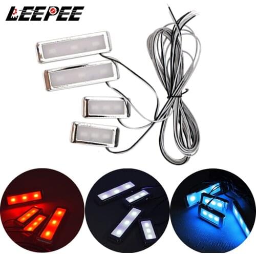 LEEPEE 4pcs Decorative Universal Auto Interior Lamp 3 LEDs Cool Door Handle Lighting Armrest Inner Bowl Lights Car-styling