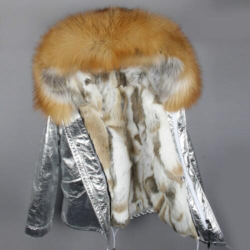 Maomaokong 2020 new real rabbit fur lining jacket big Fox fur collar women jacket