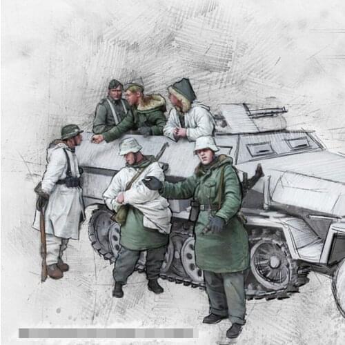 1/35 Scale Unpainted Resin Figure panzer crew 6 figures