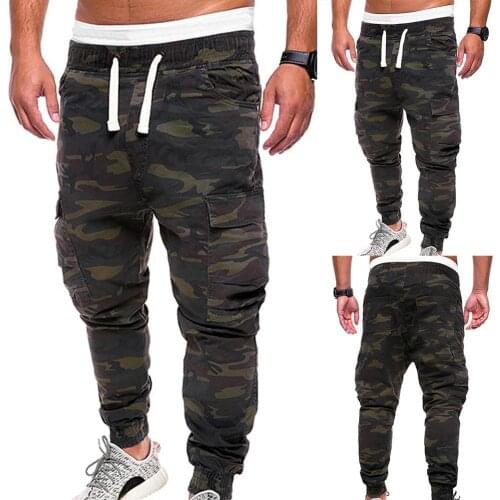 Men Jogger Harem Pant Plus Size Men Military Camouflage Print Trousers Multi Pockets Cargo Jog Pants Sweatpants Male Trousers