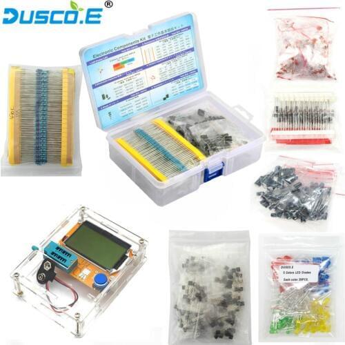 Electronic Component Kit Transistor LED Diode Triode Capacitance MOS/PNP/NPN TO-92 Resistor Set ESR-T4 Mega328 12864 LCD Screen