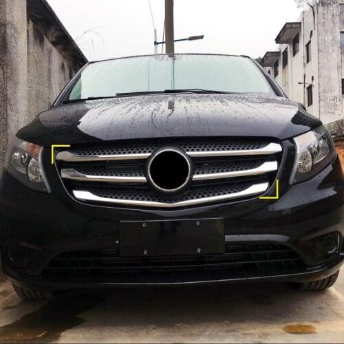 For Mercedes-Benz Vito W447 2014-2019 Accessories ABS Chrome Front Center Grille Molding Strips Garnish Cover Trim 5pcs