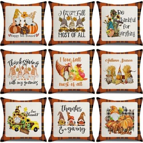 Harvest Pumpkin Print Pillowcase Cushion Cover 45*45 Sofa Cushions Pillow Cases Cotton Linen Home Decor Pillow Covers KD-0677