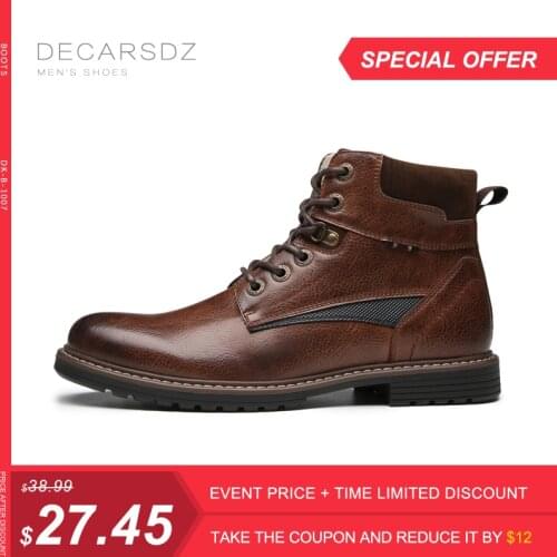 DECARSDZ 2021 Autumn & Winter New Fashion Men Shoes Brand Comfy Lace-up Men Casual Boots Man classic Durable outsole Men Boots