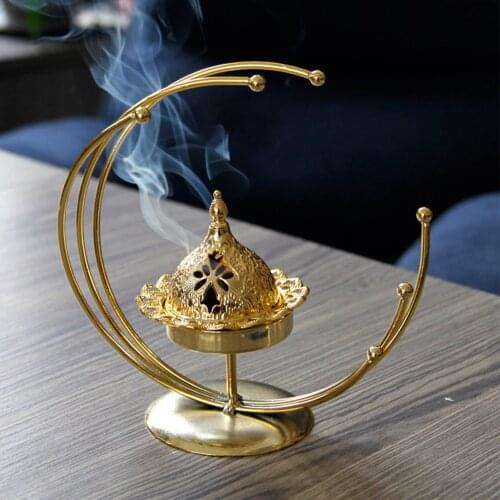 Moon Candle Holder Iron Art Incense Burner Metal Incense Holder Burner Muslim Home Decoration Arab Gold European Style Vaporizer