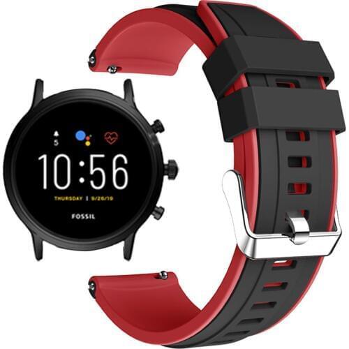 22MM Silicone Strap For Fossil Gen 5 Carlyle HR Julianna HR Smart Watch Band For Fossil Sport 43mm / Q Explorist HR Gen 4 Correa