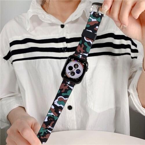 Camouflage Silicone Strap for Apple watch Band 38/42mm Sport Belt Bracelet for iWatch Band series 6 5 4 3 2 1 SE 40mm 44mm strap
