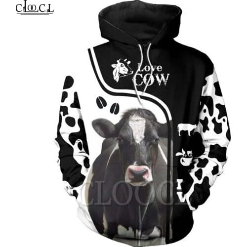 CLOOCL Animal Cow 3D Printed Hoodies Men Harajuku Fashion Hooded Sweatshirt Autumn Unisex All-match Zipper Jacket