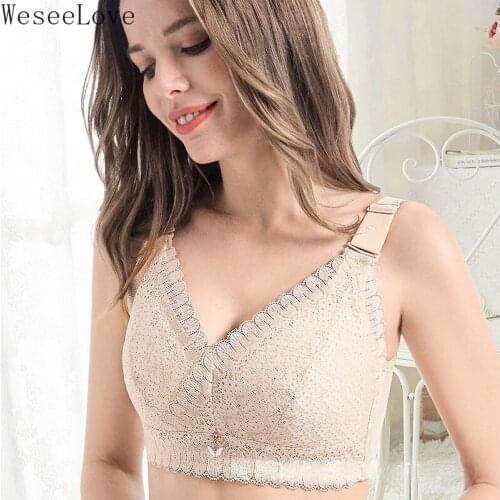 WeseeLove 75-115 Minimizer Bras for Women Wire Free Lace Lingerie Femme Sexy Plus Size Brassiere B C D E Cup бюстгалтер