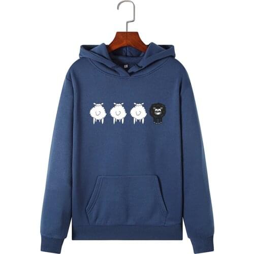 Women Black White sheep Hoodie Oversized Cute Harajuku Streetwear 2021 Autumn Funny Animal Print Hoodies Pullover Tops