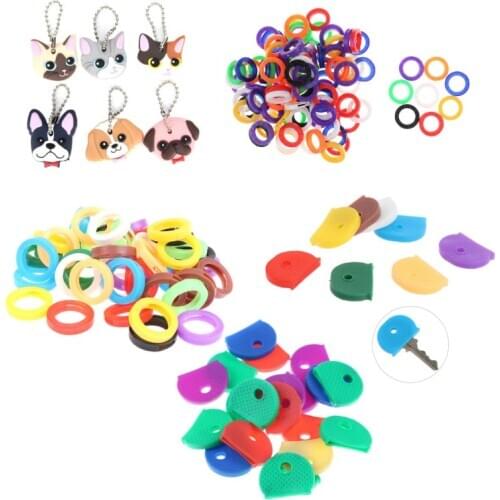 1-50pcs Bright Colors Hollow Multi Color Rubber Soft Keys Locks Cap Key Covers Topper Keyring Elastic Case Round Soft Silicone