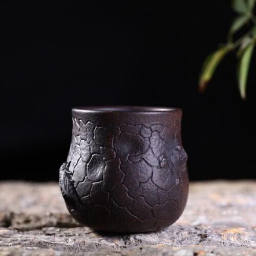 1pcs 100ml Yixing raw ore purple sand tea small cup handmade tea ceremony with black gold sand master cup