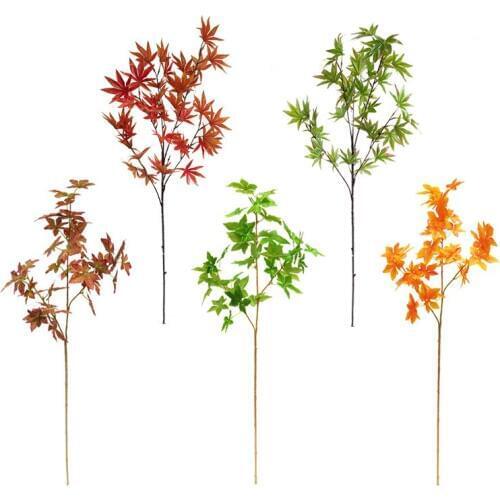 1Pc Artificial Leaves Maple Tree Branch Plastic Artificial Simulation Plant Leaves Decoration Garden Landscaping Wedding Decor