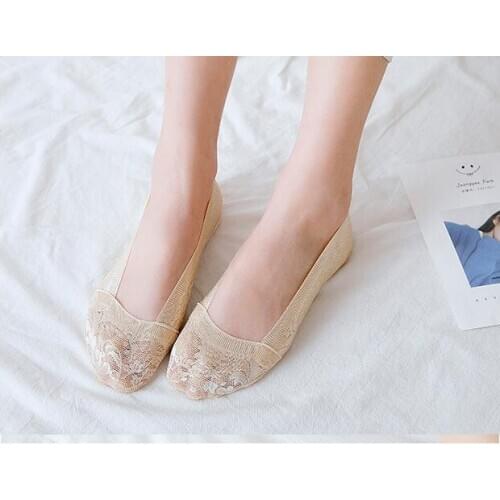 10pairs/lot Japanese lace shallow mouth invisible socks silicone non-slip female peds liners wild women shallow mouth socks