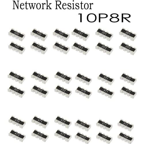 10PCS)CHIP Network Resistor,10P8R Packaging:220R 470R 510R 750R 2KR 10KR