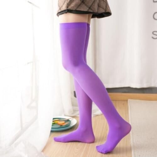 3pairs Sexy Cos Candy Color Stockings Ladies Womens Silk Colorful Stockings Nightclubs Velet Pantyhose Elastic Long Socks