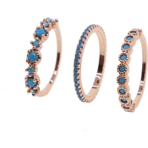 3pcs/Set blue stone delicate Rings Set Women Bohemina Above Knuckle stacking Midi Mid Ring for Lady Jewelry Delicate simple Gift