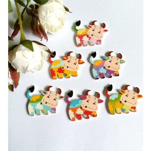 30PCS Newest Multicolor Cute Cartoon Cow ButtonsFor Clothes Scrapbooking Decorative Crafts Handicraft DIY Accessories