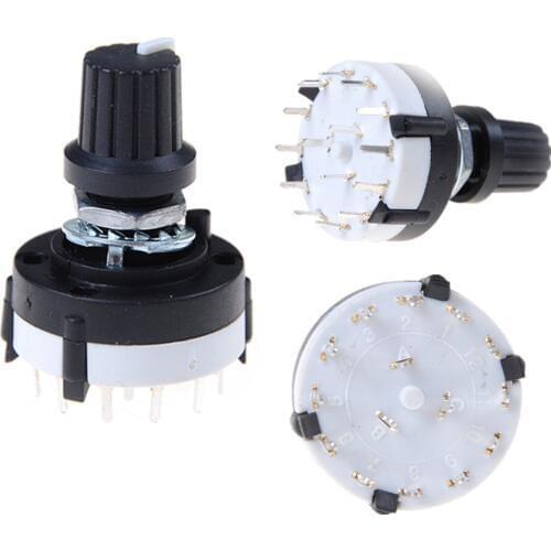 3P4T Single Deck Rotary Switch Band Selector 3 Pole 4 Position With Knob Black Ceramic Structure